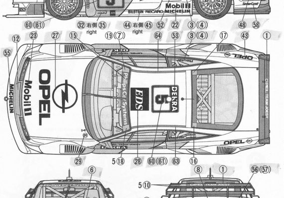 Opel Calibra V6 DTM (Opel Caliber B6 DTM) - drawings (figures) of the car
